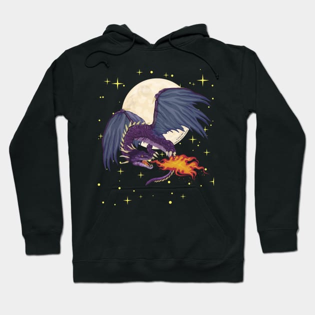 Purple Dragon Full Moon Fantasy Novelty Gift Hoodie by Airbrush World